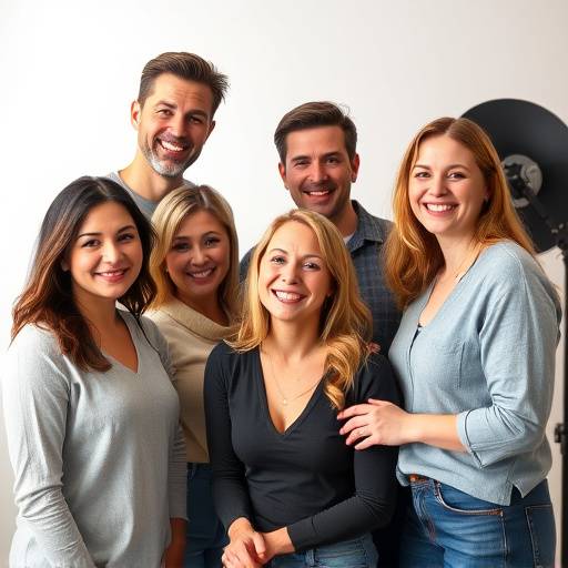 Equipe do estüdio ImaginaFoto, sorrindo e posando para a foto
