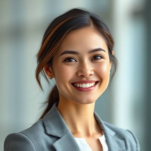 Exemplo de fotografia no portfólio: Retrato corporativo de uma executiva sorrindo