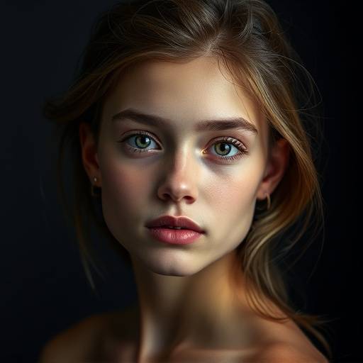 Exemplo de fotografia no portfólio: Retrato artístico de uma jovem modelo em estüdio