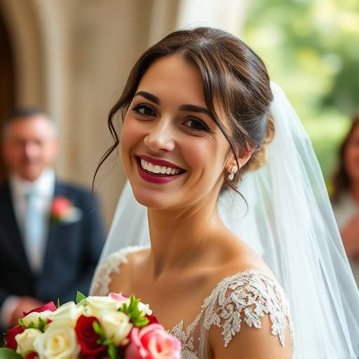 Foto da cliente satisfeita, Ana Clara, sorrindo após seu casamento.
