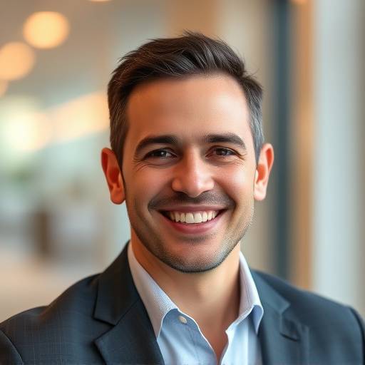 Foto do cliente satisfeito, Roberto, usando um retrato corporativo feito pela Luz e Arte Fotografia.